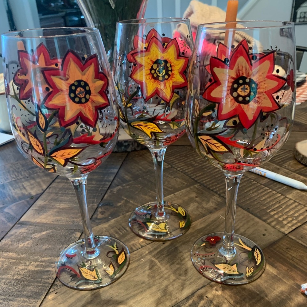 Hand painted wine glasses